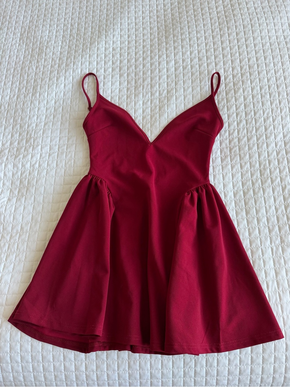 SHEIN Wine Red V-Neck Spaghetti Strap Mini Dress